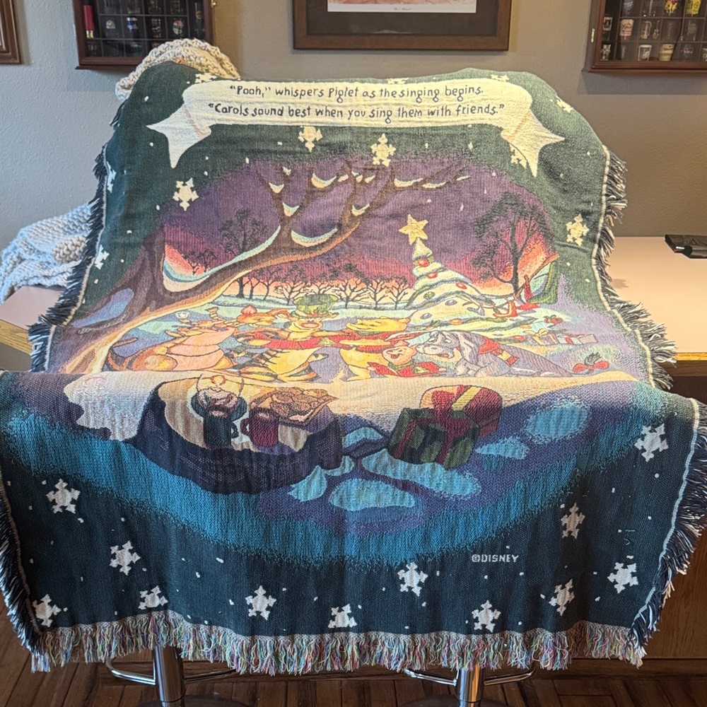 Disney Festive Winter Scene Throw Blanket - Purple, Blue, White